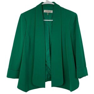 Kasper Women's Green Open-Front Blazer Jacket Size 10 Lined 3/4 Sleeve EUC 7210